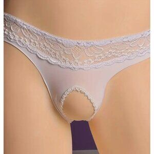 Sexy White Lace Open Crotch Panties*Sissy*Femboy*Med*NWT